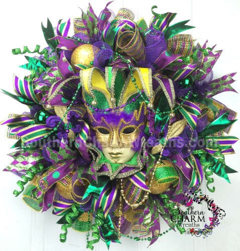 How to make deco mesh mardi gras wreath