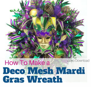 How to Make a Deco Mesh Mardi Gras Wreath
